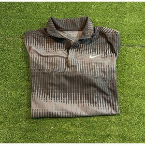 Nike polo mens large black gray dr fit adv tiger woods lighweight breathable 9